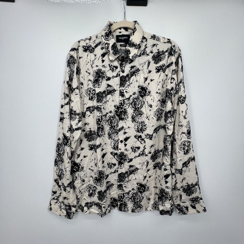 The Kooples Mens Button Up Shirt Size M Relaxed Floral Long Sleeve Lightweight